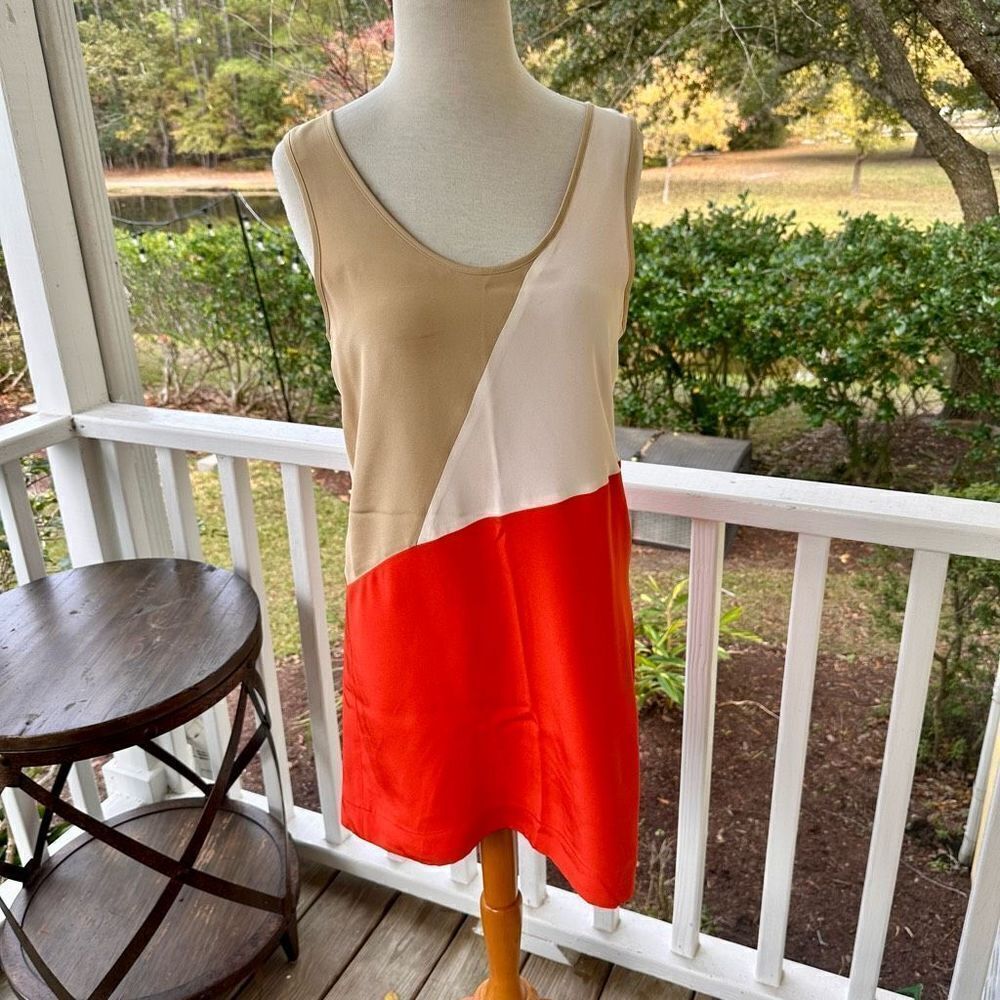 Annie Griffin Colorblock Silk Shift Dress